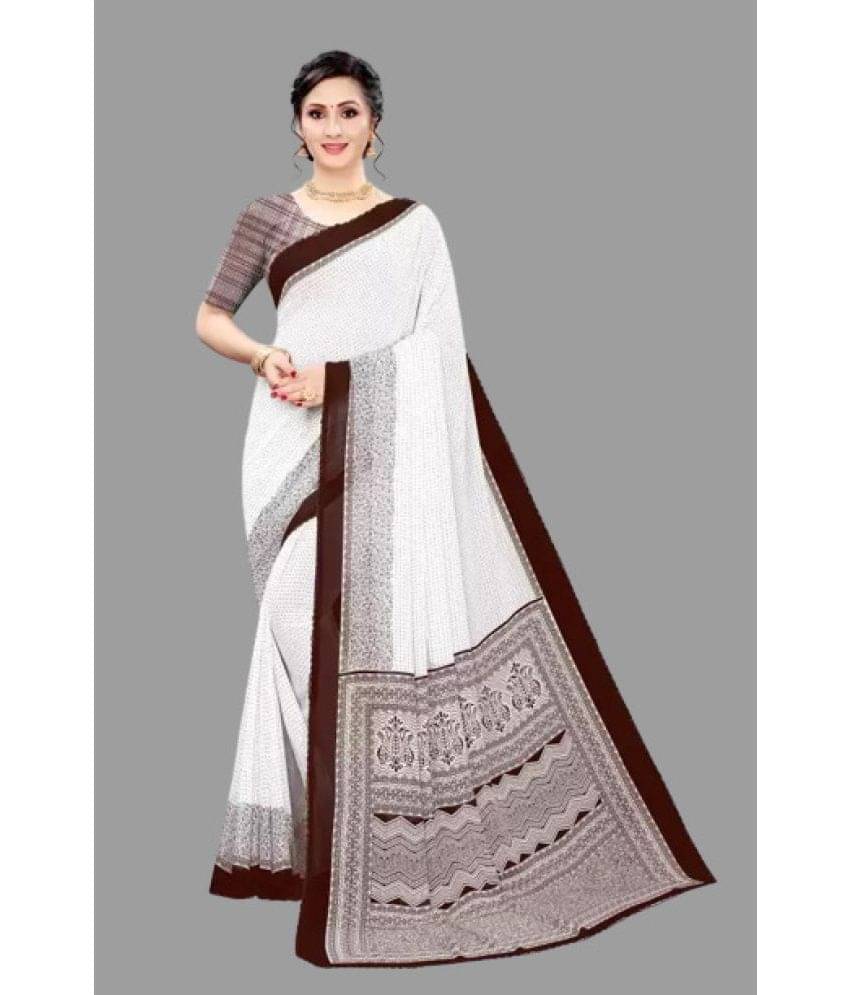 Sitanjali Georgette Printed Saree With Unstitched Blouse Piece ( Brown ) Sitanjali Georgette Printed Saree With Unstitched Blouse Piece ( Brown )