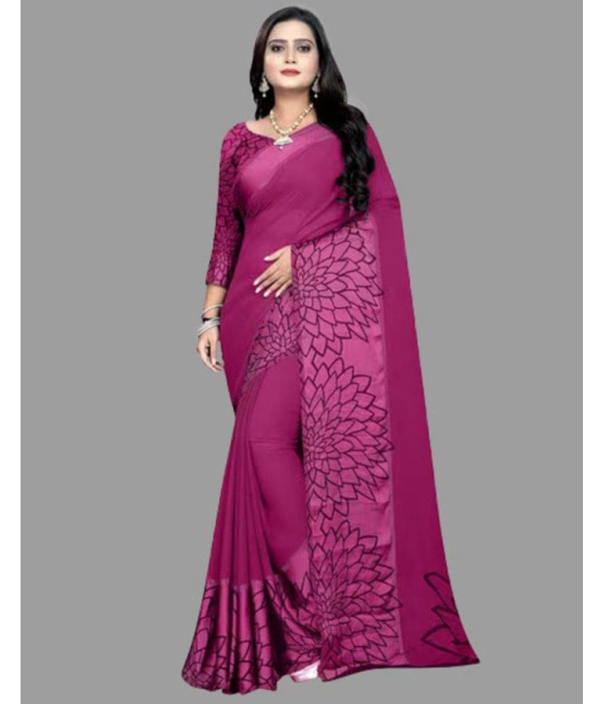 Sitanjali Georgette Printed Saree With Unstitched Blouse Piece ( Magenta ) Sitanjali Georgette Printed Saree With Unstitched Blouse Piece ( Magenta )