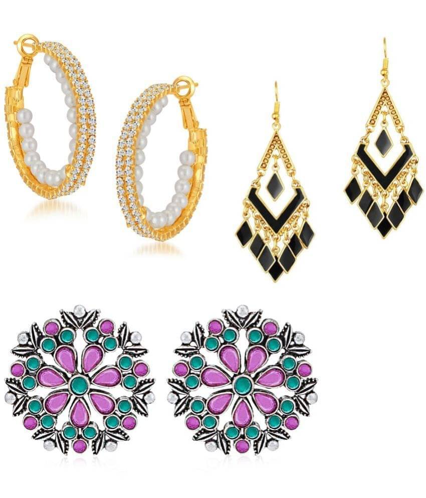     			Sukkhi - Multi Color Stud Earrings ( Pack of 3 )