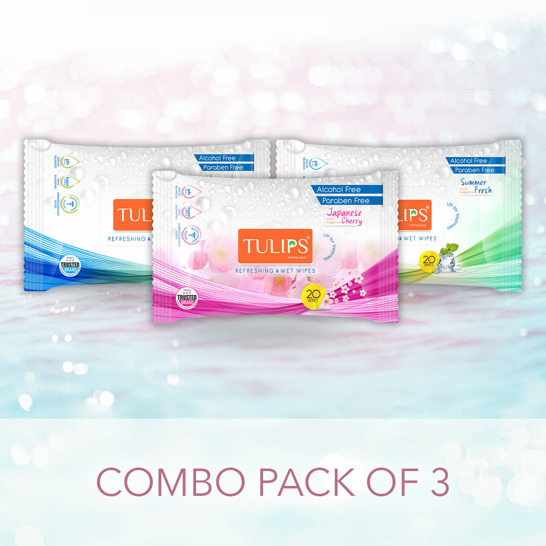Tulips Refreshing Wet Wipes 3 absolutely different fragrances ( 3 x 20 wipes) Makeup Remover Wipes 317 g Tulips Refreshing Wet Wipes 3 absolutely different fragrances ( 3 x 20 wipes) Makeup Remover Wipes 317 g