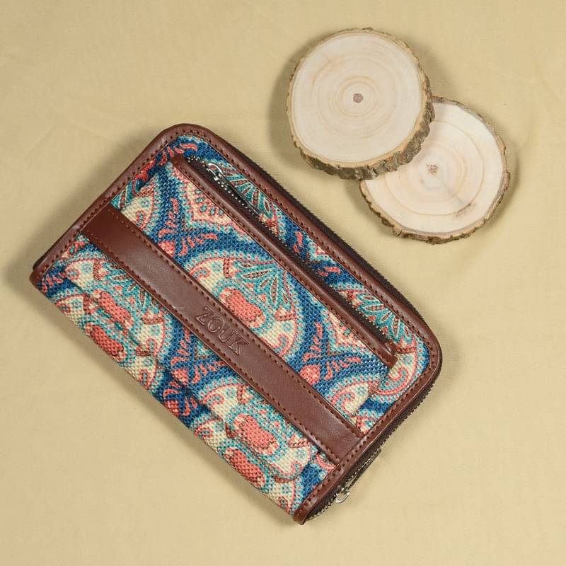     			Zouk - Jute Blue Women's Zip Around Wallet ( Pack of 1 )
