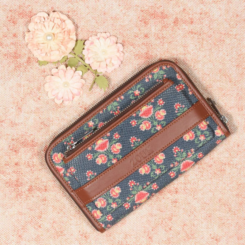     			Zouk - Jute Blue Women's Zip Around Wallet ( Pack of 1 )