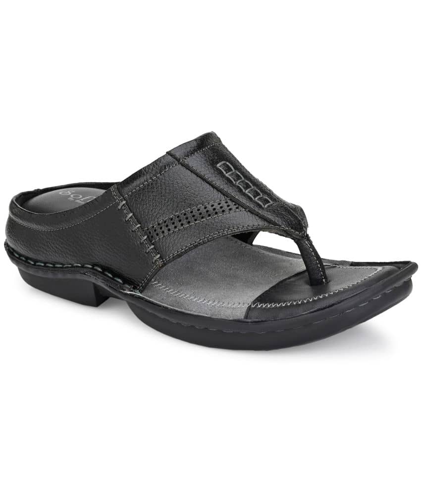 softio - Brown Men's Leather Slipper