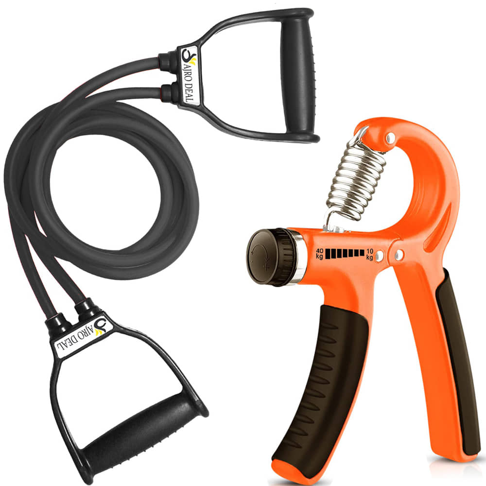 AJRO DEAL Double Toning Resistance Gym Rubber & Hand Gripper Exercise Equipment for Stretching, Workout, Home Gym and Toning - Sports and Fitness Equipment | Buy online on ZillyBuy