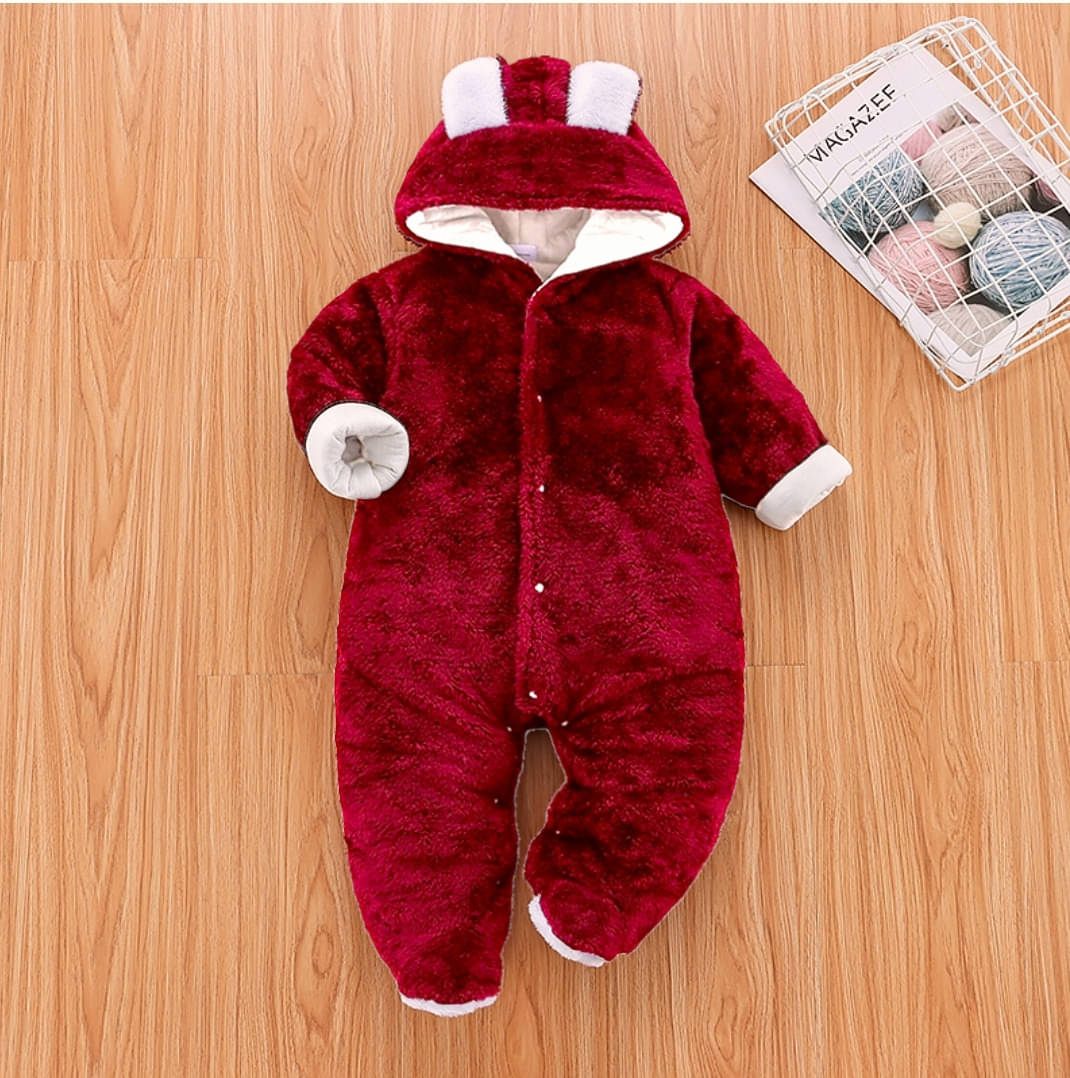     			Brandonn Baby ROMPER BOOTIEE PLAIN MAROON for Baby Boys & Baby Girls Fleece Fabric With Solid Pattern For Kids/Infants/New Borns of Age 9 - 12 Months (Maroon)