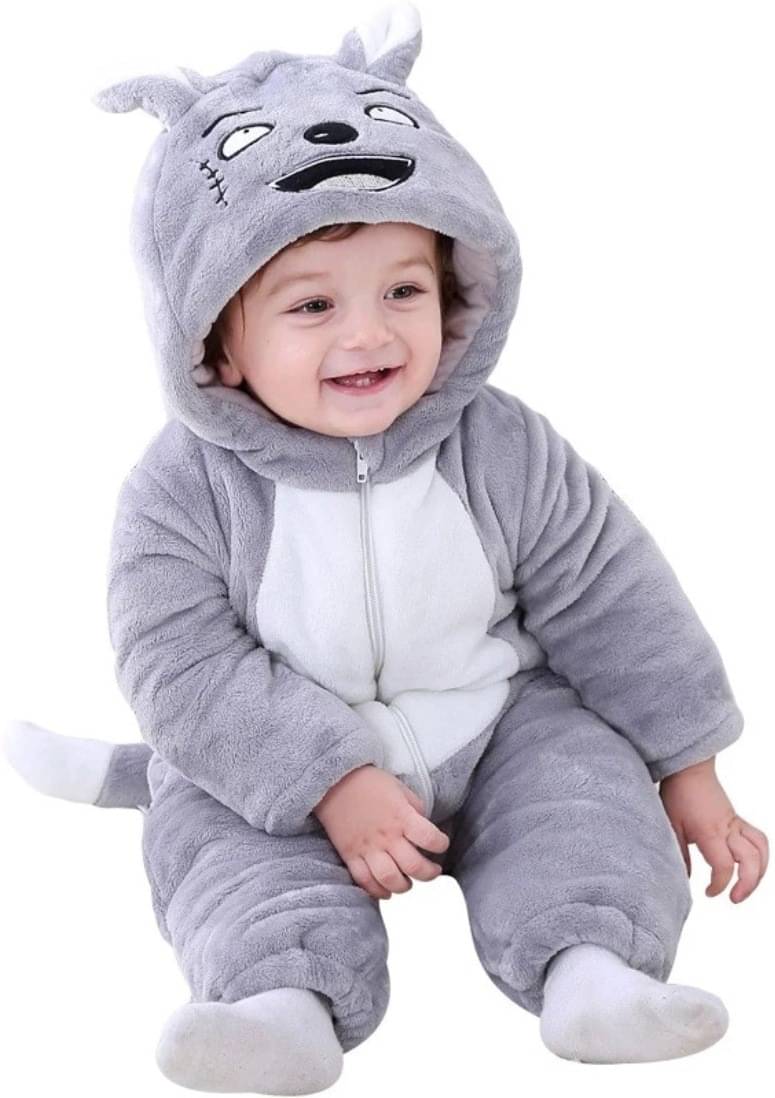     			Brandonn Baby ROMPER GREY SCARS for Baby Boys & Baby Girls Faux Fur Fabric With Self Design Pattern For Kids/Infants/New Borns of Age 3-6 Months (Grey)