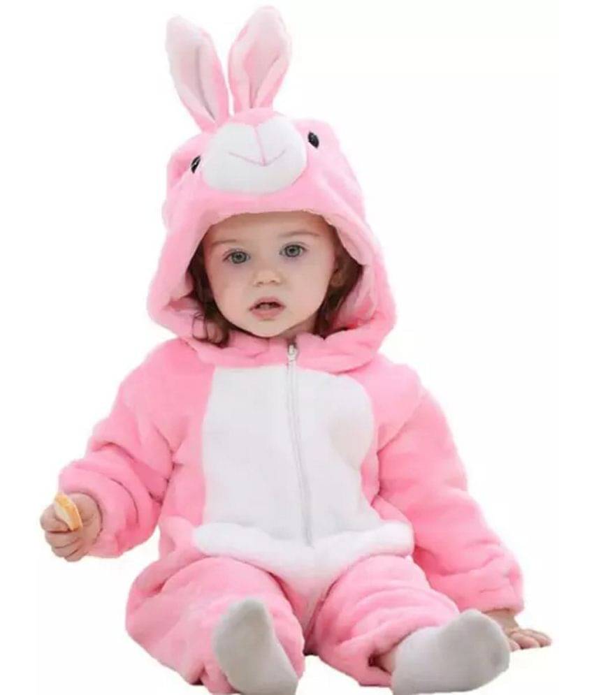     			Brandonn Baby ROMPER PINK RABBITT for Baby Boys & Baby Girls Faux Fur Fabric With Self Design Pattern For Kids/Infants/New Borns of Age 3 - 6 Months (Pink)