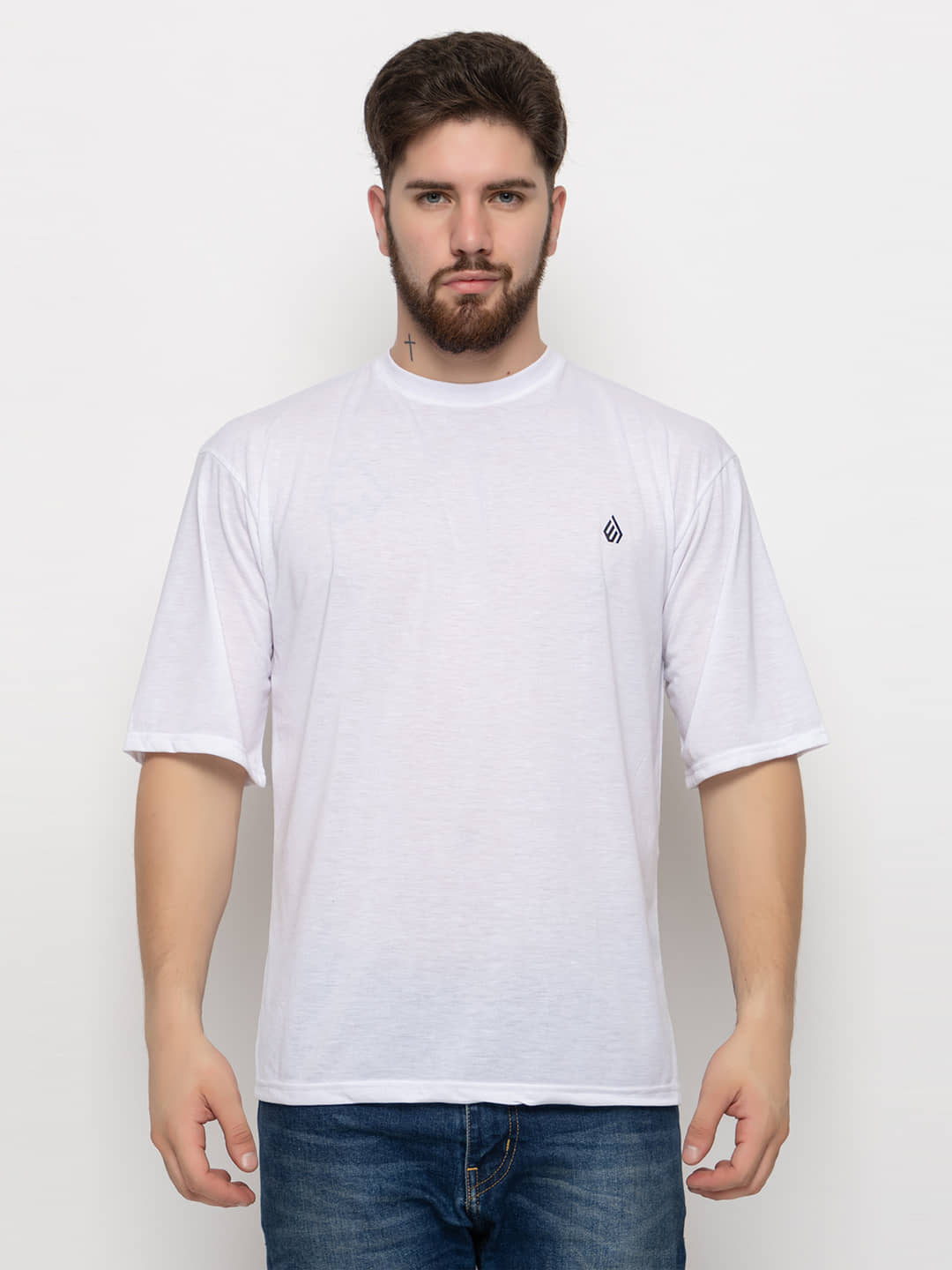 Emerald Pack of 1 Cotton Blend Regular Fit Men's T-Shirt ( White )