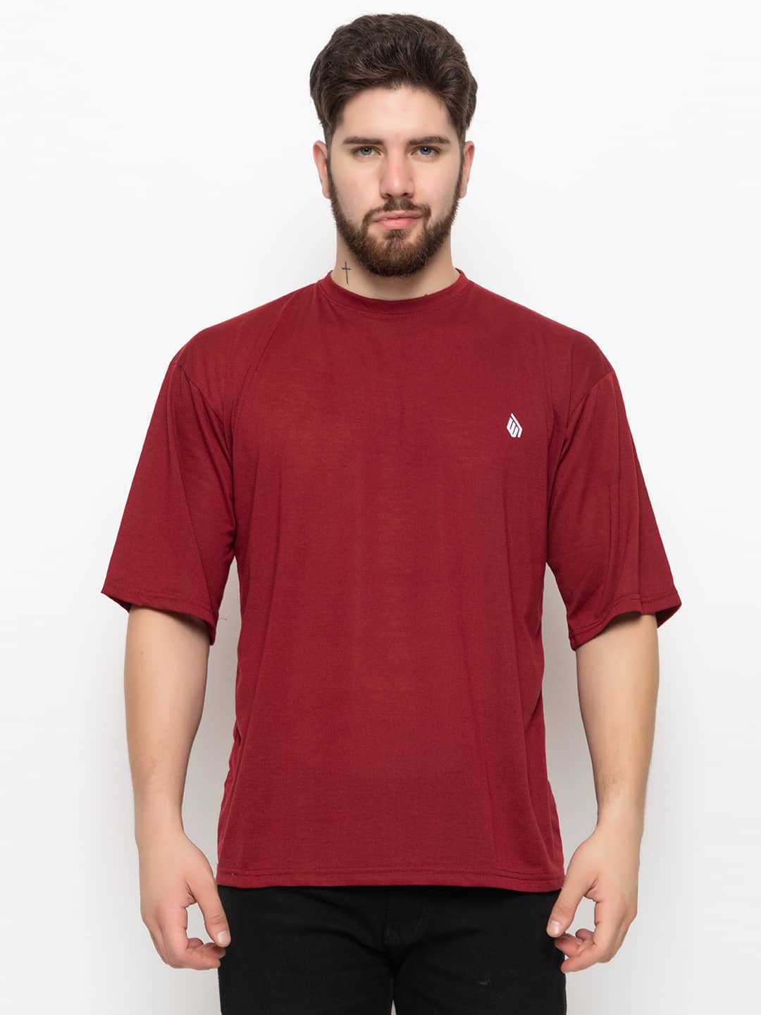 Emerald Pack of 1 Cotton Blend Regular Fit Men's T-Shirt ( Wine )