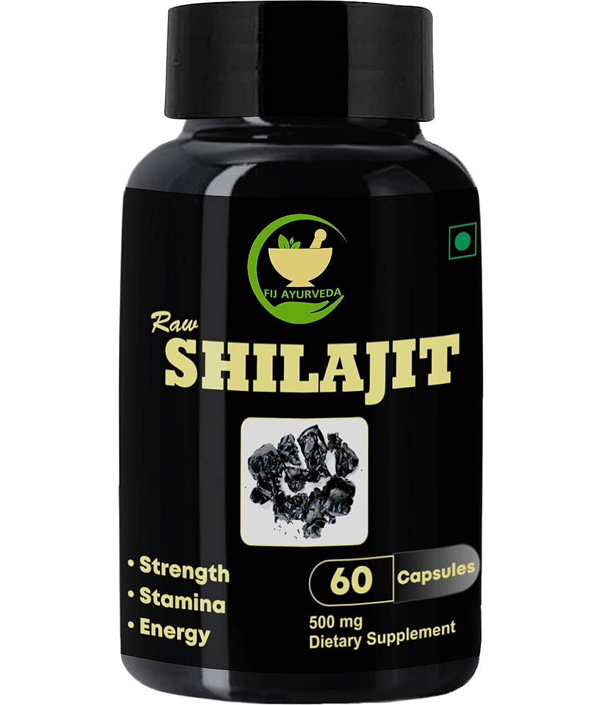 FIJ AYURVEDA Raw Shilajit Capsule for Men & Women - 500mg 60 Capsules FIJ AYURVEDA Raw Shilajit Capsule for Men & Women - 500mg 60 Capsules