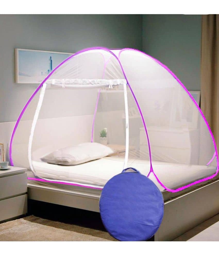 Riddhi Mosquito Net Pink Terylene Foldable Mosquito Net / Machardani (Pack of 1)