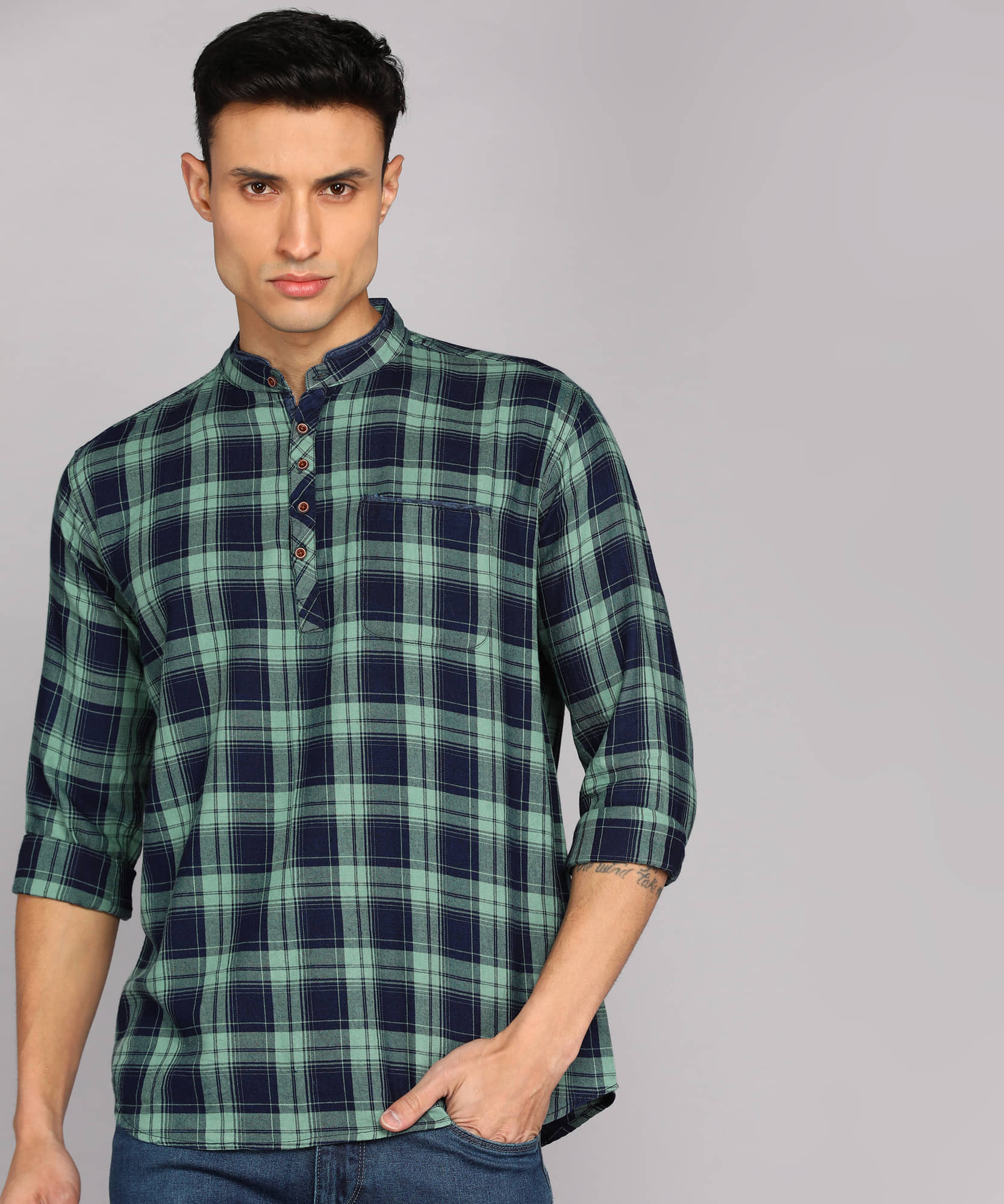 Kuons Avenue - Green Cotton Men's Regular Kurta ( Pack of 1 ) - Kurtas & Kurta Sets | Buy online on ZillyBuy