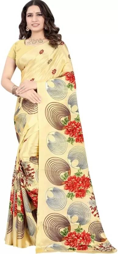     			LEELAVATI Crepe Printed Saree With Unstitched Blouse Piece ( Yellow )