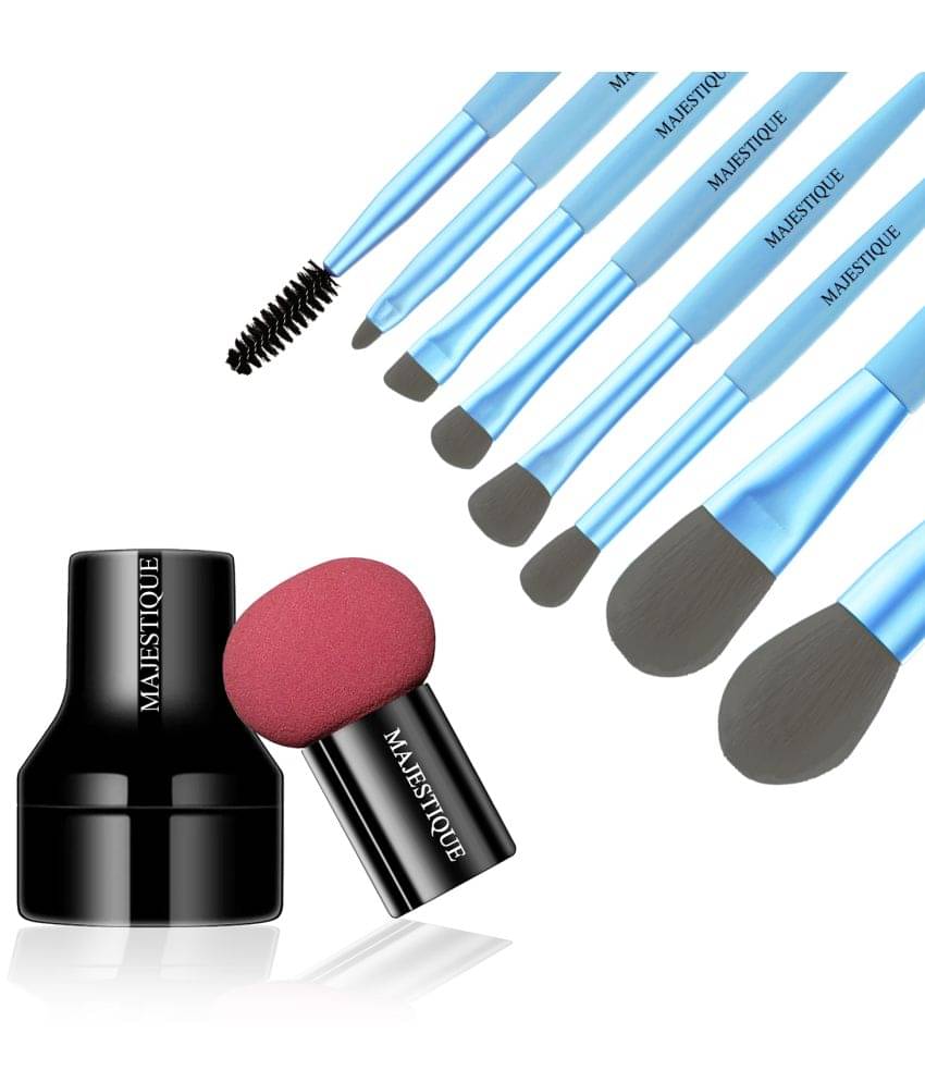 Majestique 8-Piece Makeup Brush Set with Mushroom Sponge Beauty Blender Mini Makeup Brush - 9 Pcs Majestique 8-Piece Makeup Brush Set with Mushroom Sponge Beauty Blender Mini Makeup Brush - 9 Pcs