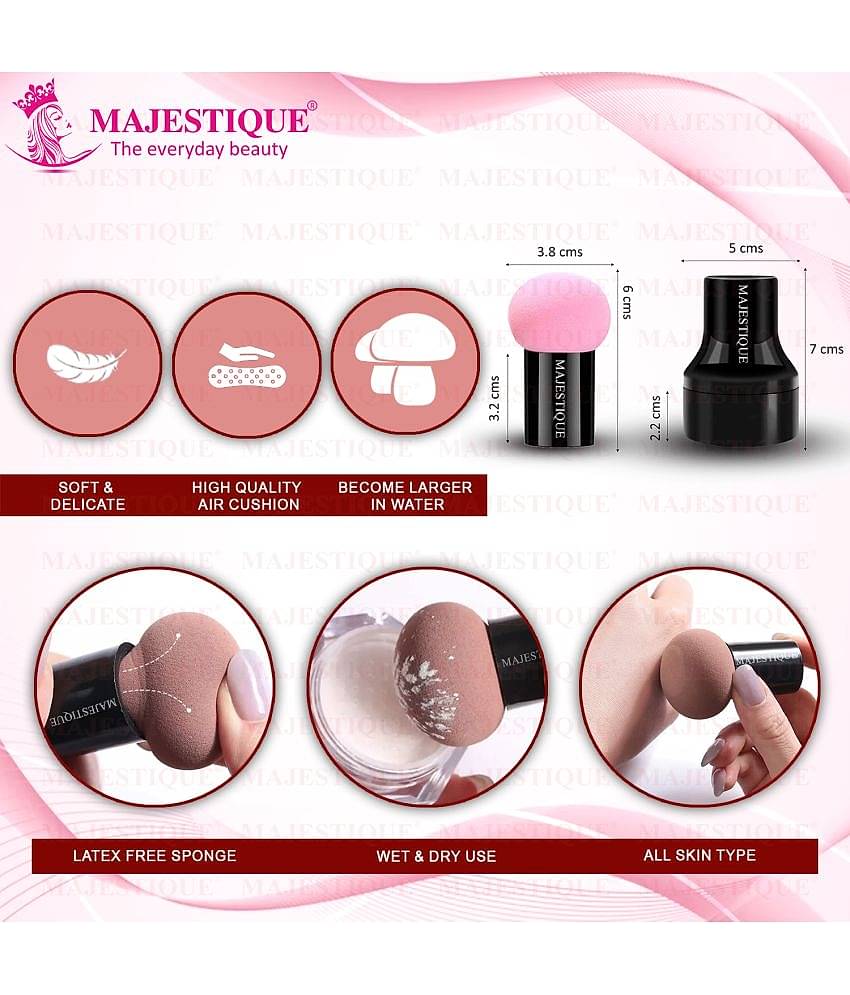 Majestique 8-Piece Makeup Brush Set with Mushroom Sponge Beauty Blender Mini Makeup Brush - 9 Pcs