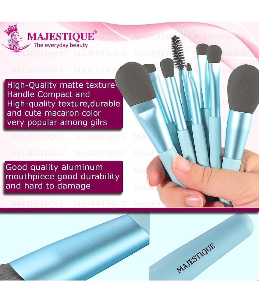 Majestique 8-Piece Makeup Brush Set with Mushroom Sponge Beauty Blender Mini Makeup Brush - 9 Pcs