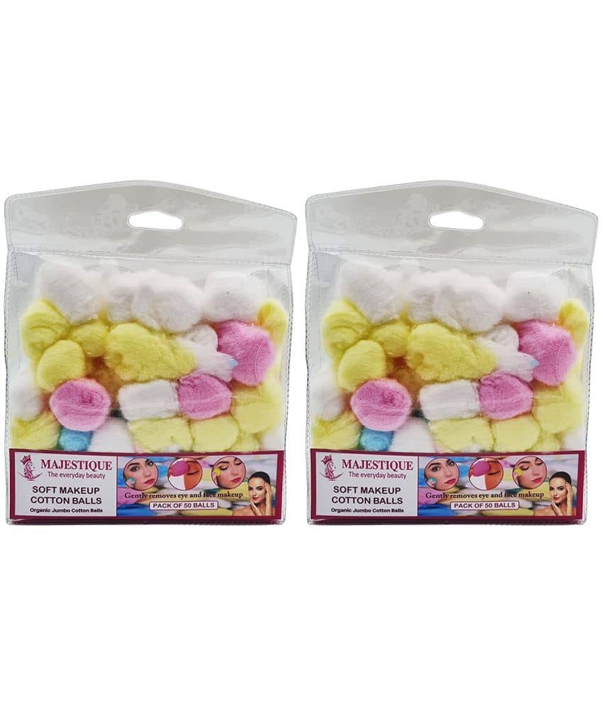 Majestique Cotton For Face Cleansing 100Pcs Cotton Ball For Makeup, Nail Polish Removalmulticolor