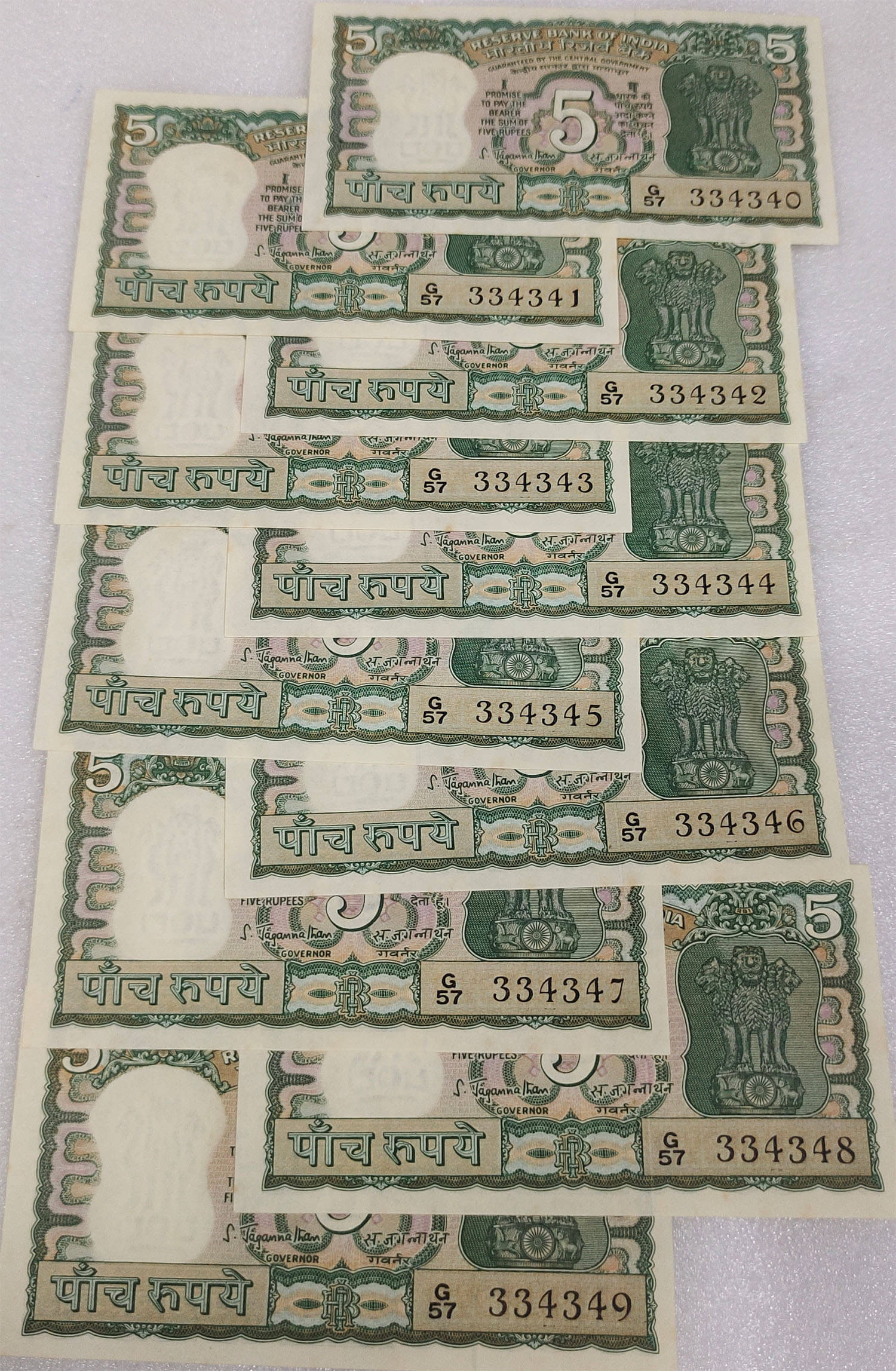     			MANMAI - R5 4 DEER JAGANNATHAN UNC 10 PCS 10 Paper currency & Bank notes
