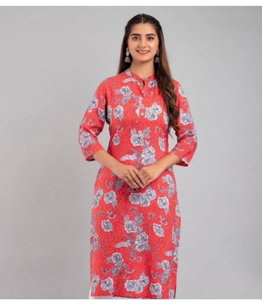 MAUKA - Red Rayon Women's Straight Kurti ( Pack of 1 ) - Kurtis, Tunics | Buy online on ZillyBuy