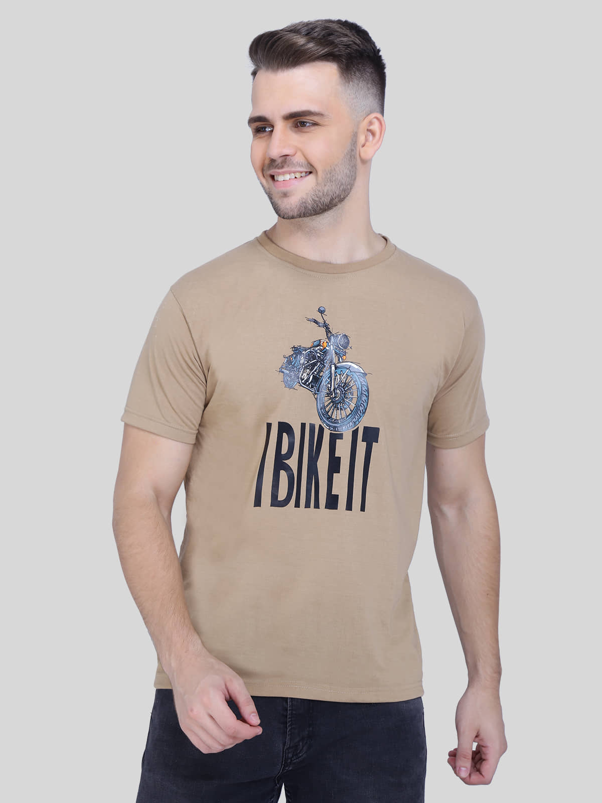 Neo Garments Pack of 1 Cotton Regular Fit Men's T-Shirt ( Beige )