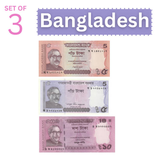 Numiscart - Set of 3 - 5 and 10 Taka (2012-21) Bangladesh Collectible Rare 3 Notes Paper currency & Bank notes Numiscart - Set of 3 - 5 and 10 Taka (2012-21) Bangladesh Collectible Rare 3 Notes Paper currency & Bank notes