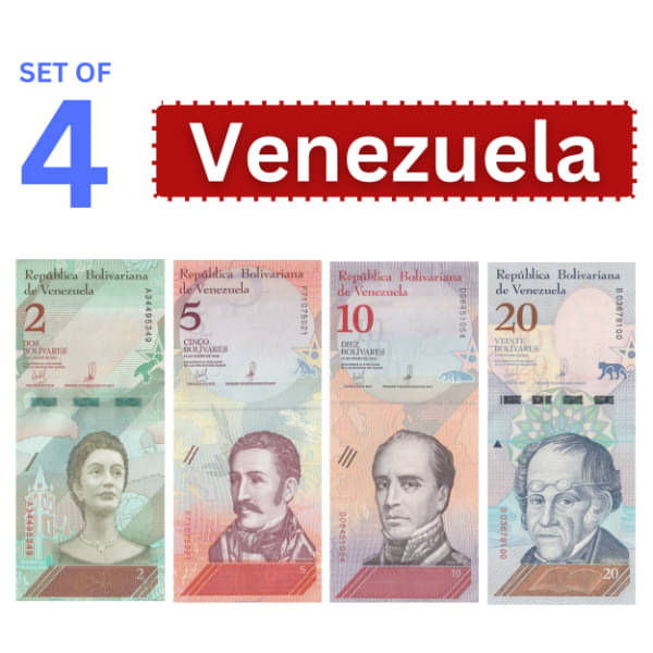     			Numiscart - Set of 4 - 2,5,10 and 20 Bolivares (2018) Venezuela Collectible Rare 4 Notes Paper currency & Bank notes