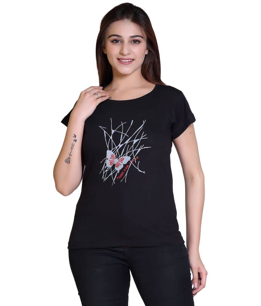 Ogarti Women Cotton Blend Printed Regular Fit Round Neck T-Shirt ( Wine )