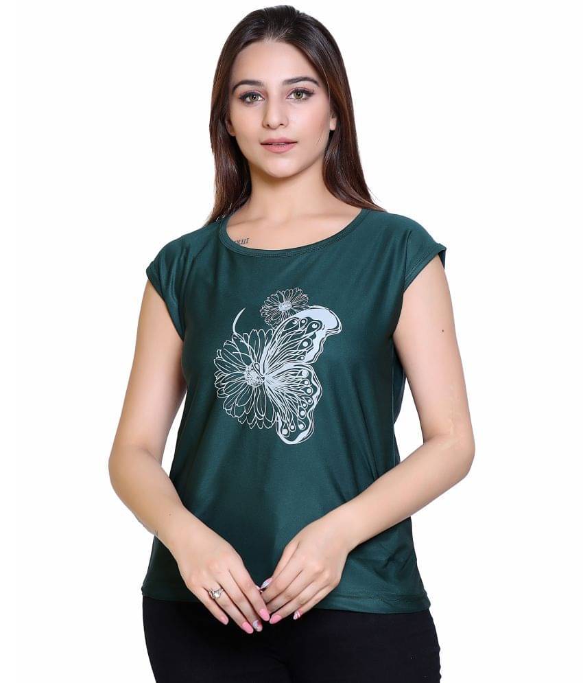    			Ogarti Women Lycra Printed Regular Fit Round Neck T-Shirt ( Green )