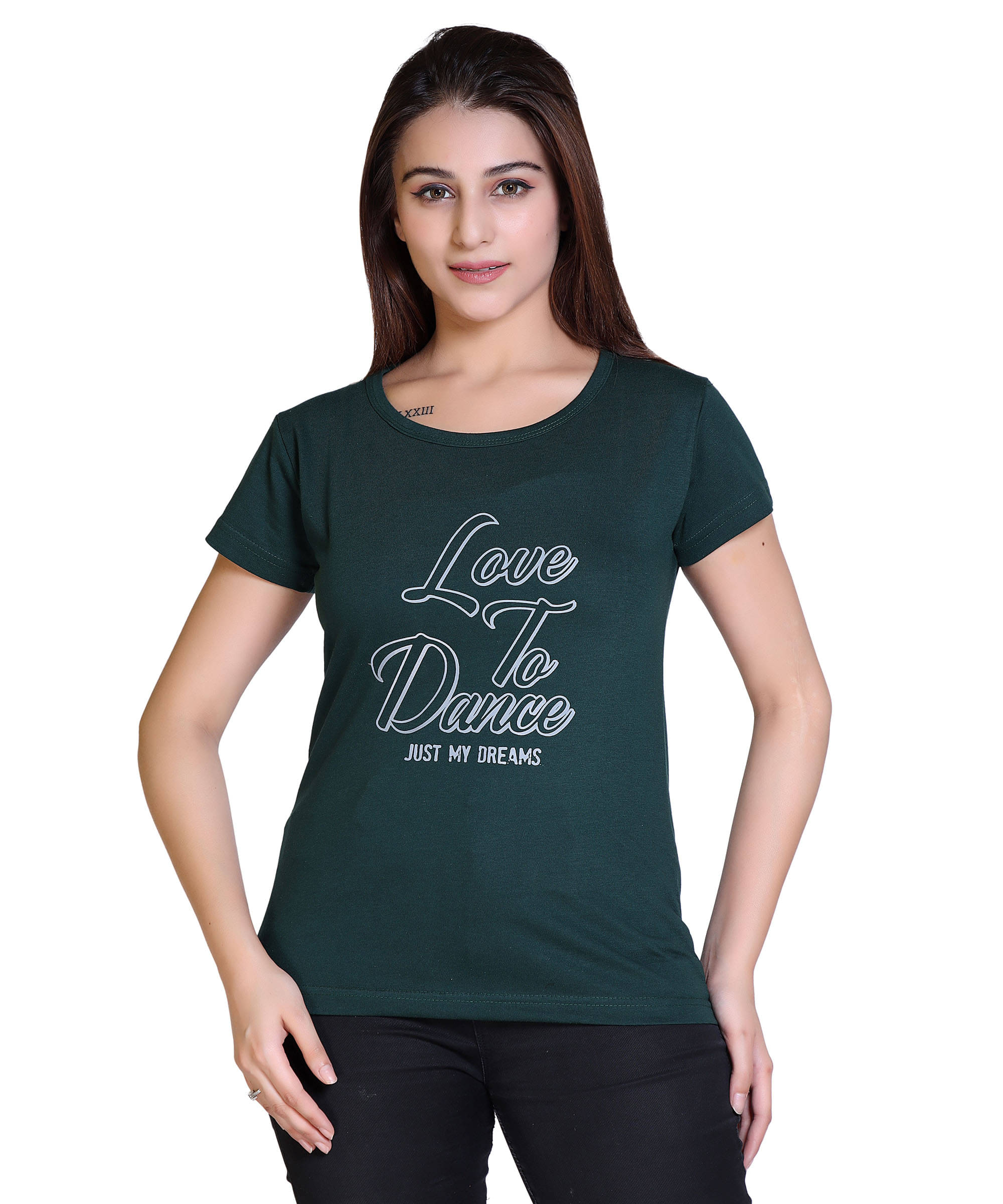     			Ogarti Women Cotton Blend Printed Regular Fit Round Neck T-Shirt ( Grey )