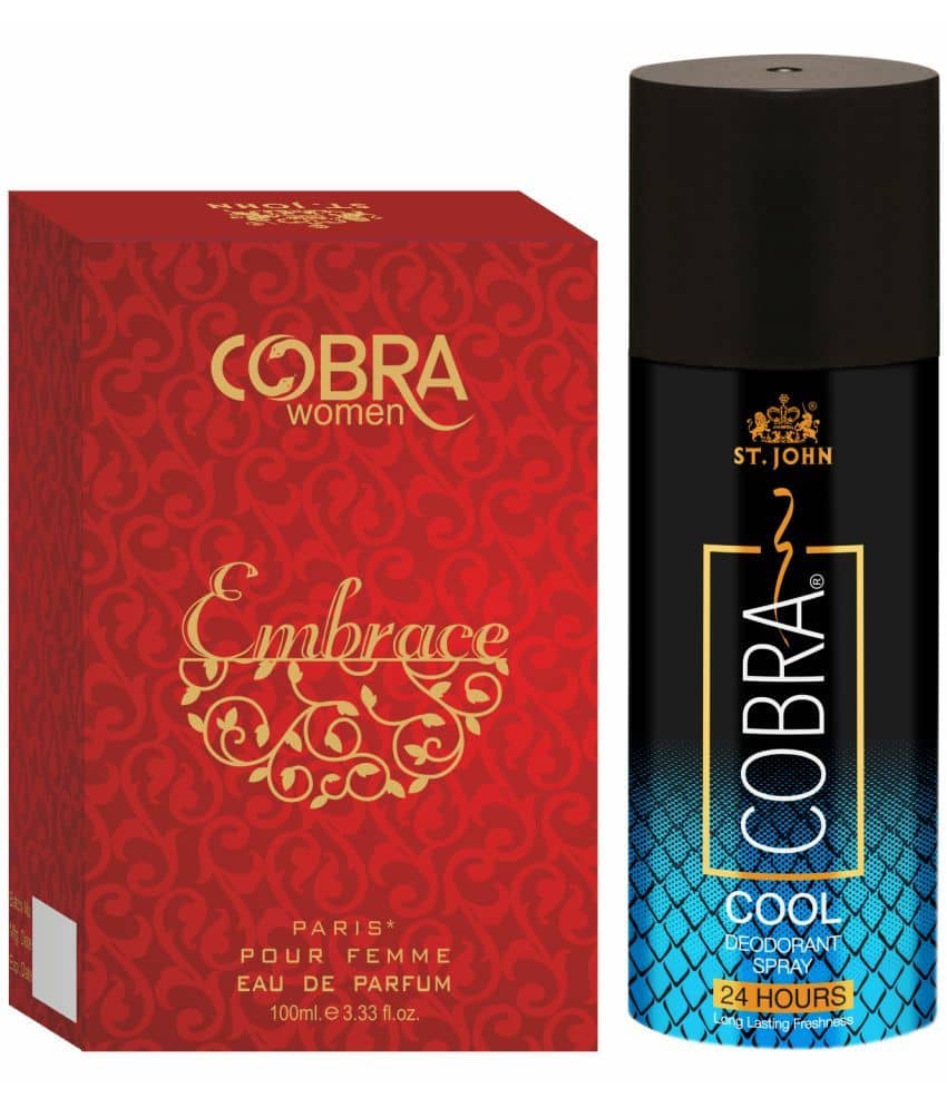 ST.JOHN Cobra Deo Cool 150ml & Embrace 100ml Deodorant Spray & Perfume for Men 250 ml- Pack of 2