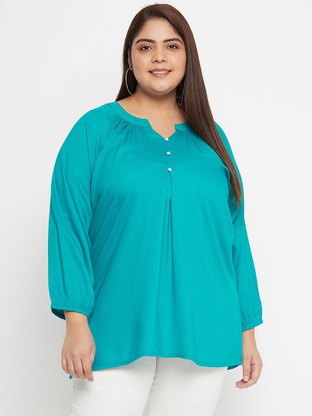     			VINAAN Women's Rayon Tunic ( Turquoise )