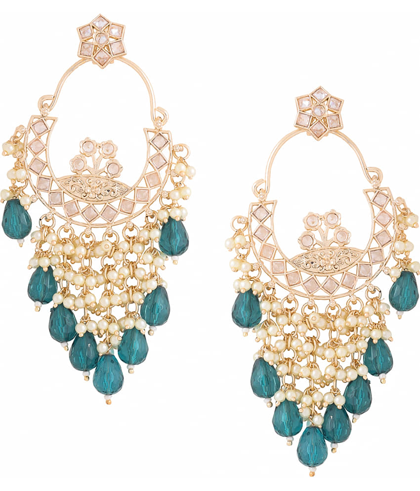 VIRAASI - Green Danglers Earrings ( Pack of 1 ) - Earrings | Buy online on ZillyBuy