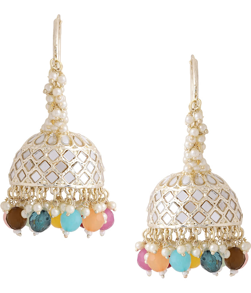 VIRAASI - Multi Color Jhumki Earrings ( Pack of 1 ) - Earrings | Buy online on ZillyBuy