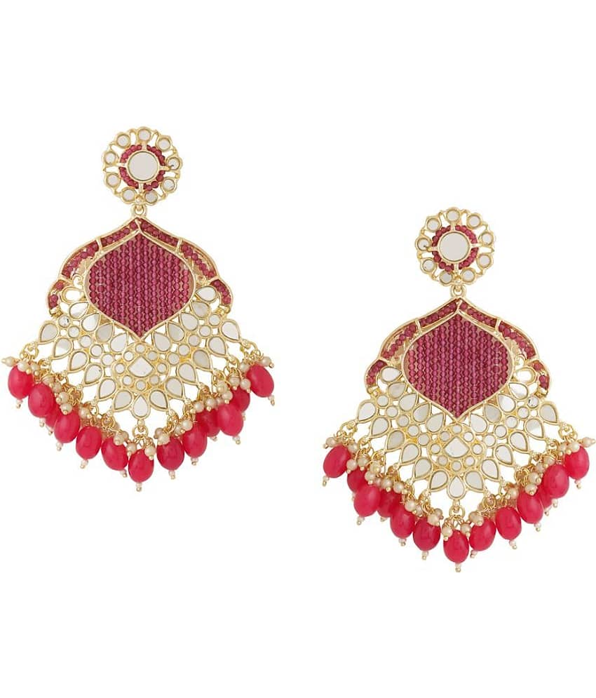 VIRAASI - Red Jhumki Earrings ( Pack of 1 ) - Earrings | Buy online on ZillyBuy
