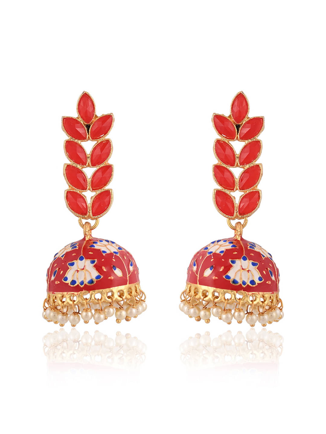     			VIRAASI - Red Jhumki Earrings ( Pack of 1 )