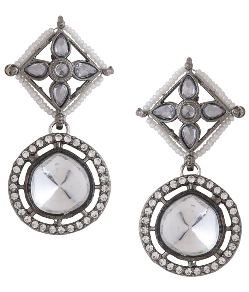 VIRAASI - Silver Drop Earrings ( Pack of 1 ) - Earrings | Buy online on ZillyBuy