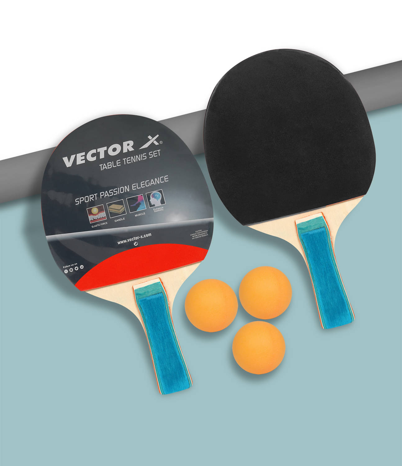 Vector X Combo Set of Table Tennis Pack of 2 Bat and 3 Balls Vector X Combo Set of Table Tennis Pack of 2 Bat and 3 Balls