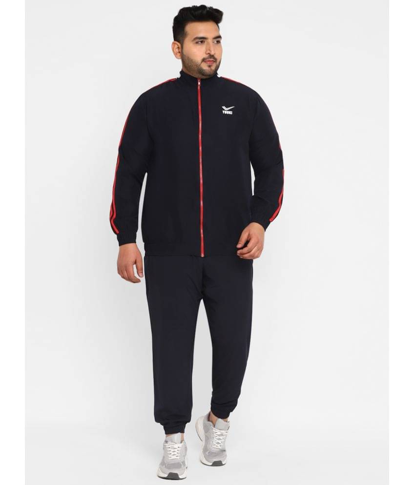     			YUUKI - Navy Polyester Blend Regular Fit Striped Men's Sports Tracksuit ( Pack of 1 )