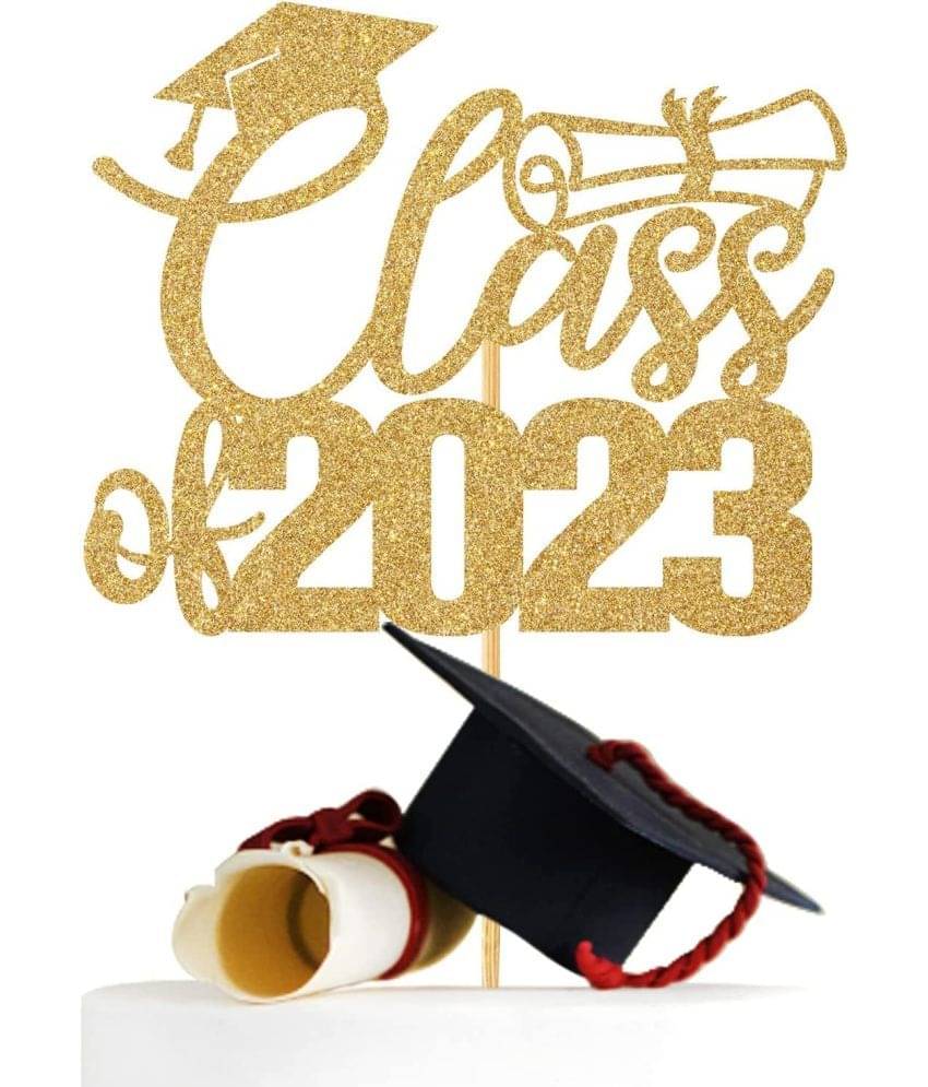     			Zyozi 2023 Graduation Party Decoration,Congratulations Decoration, Class of 2023 Cake Topper (Gold)
