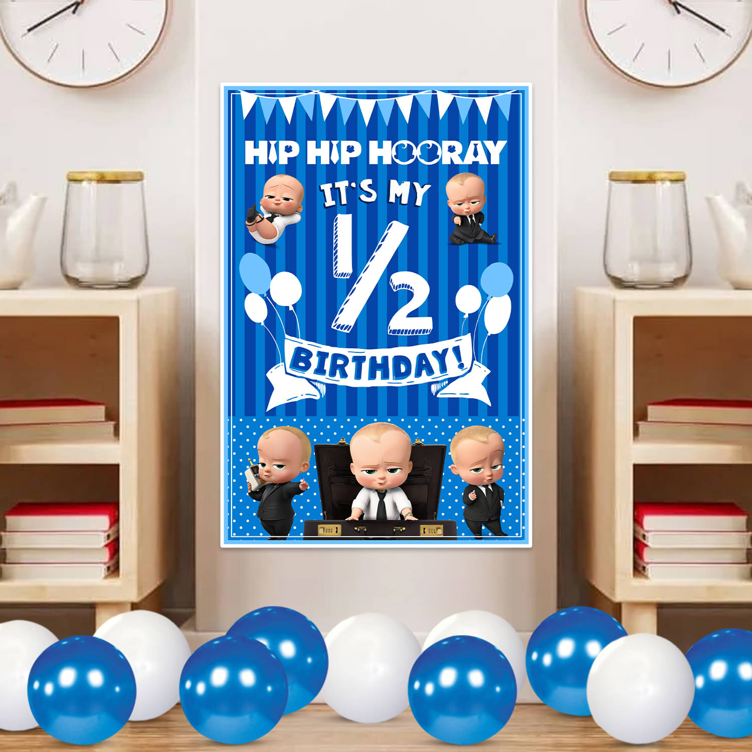     			Zyozi Colorful Half Boss Theme Half Birthday Sign Half Birthday Door Board Half Birthday Door Board Wall Decorations Half Boss Bday Party Supplies Favors for Kids Boys