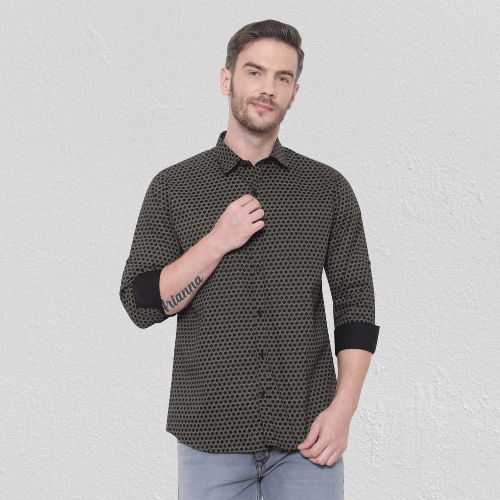 leeway - Black Cotton Blend Slim Fit Men's Casual Shirt ( Pack of 1 )