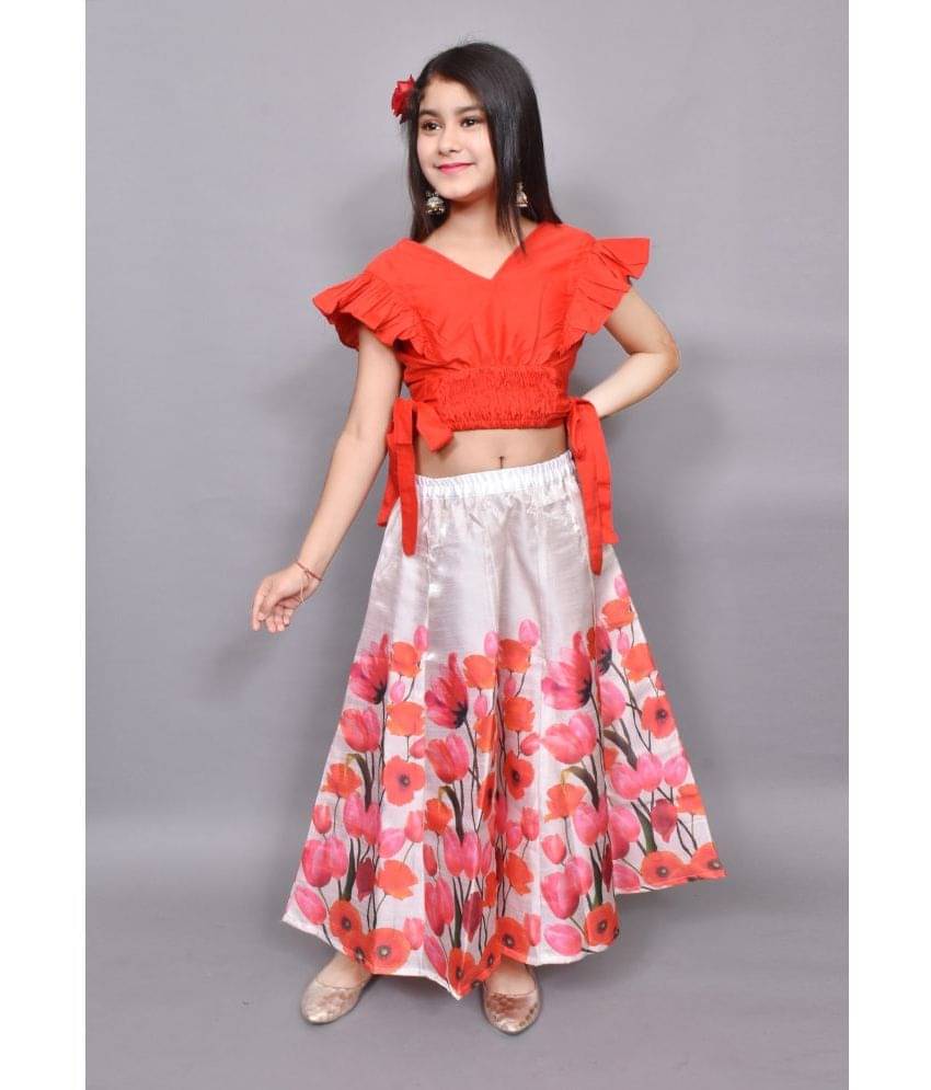     			Arshia Fashions Silk Lehenga Choli Set For Girls ( Pack of 1 , Red )