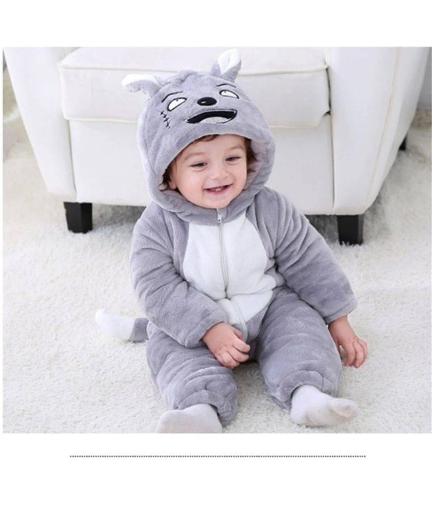     			Brandonn Baby ROMPER GREY SCARS for Baby Boys & Baby Girls Faux Fur Fabric With Self Design Pattern For Kids/Infants/New Borns of Age 6 - 9 Months (Grey)