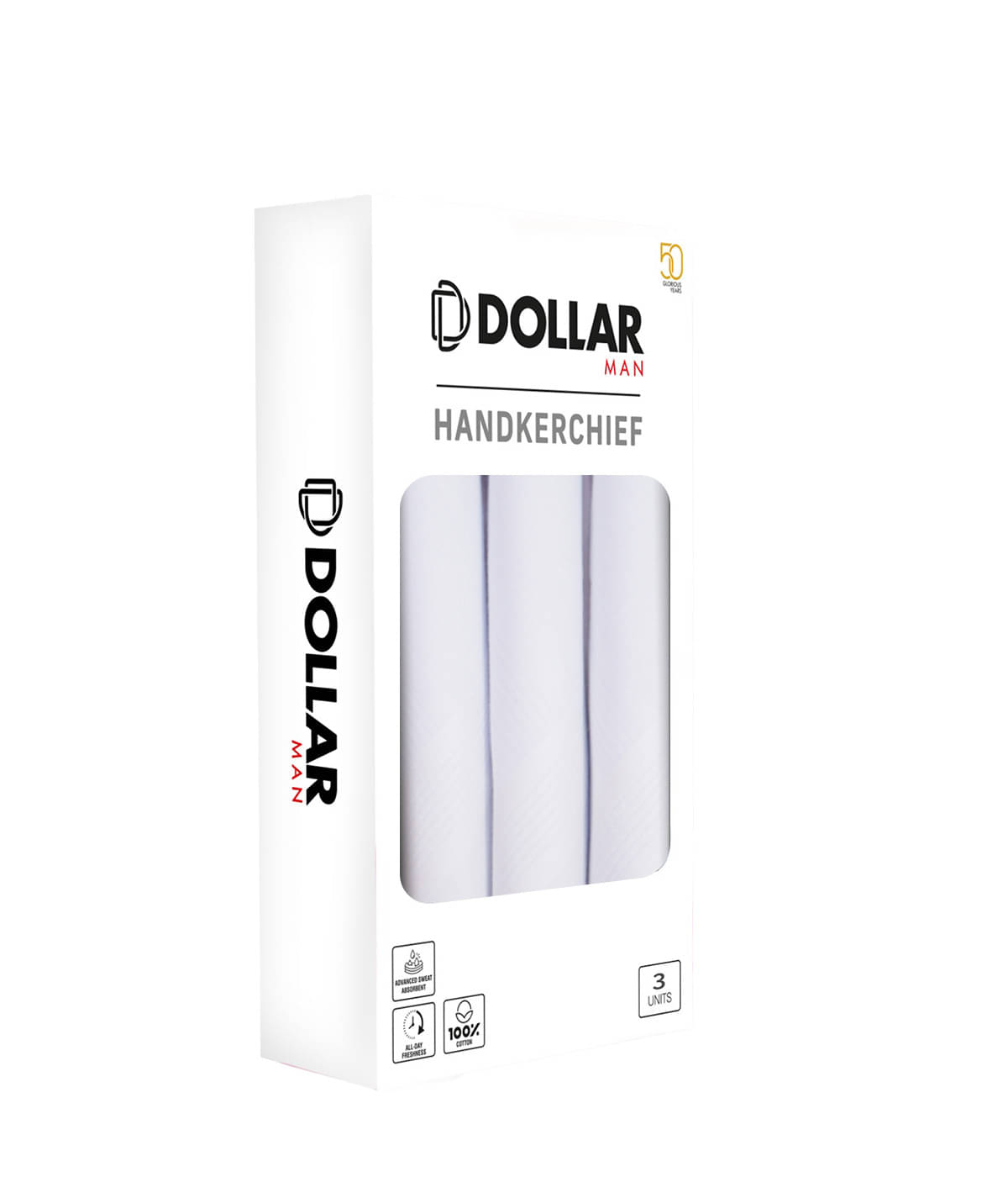     			Dollar Socks - White Cotton Men's Handkerchief ( Pack of 3 )