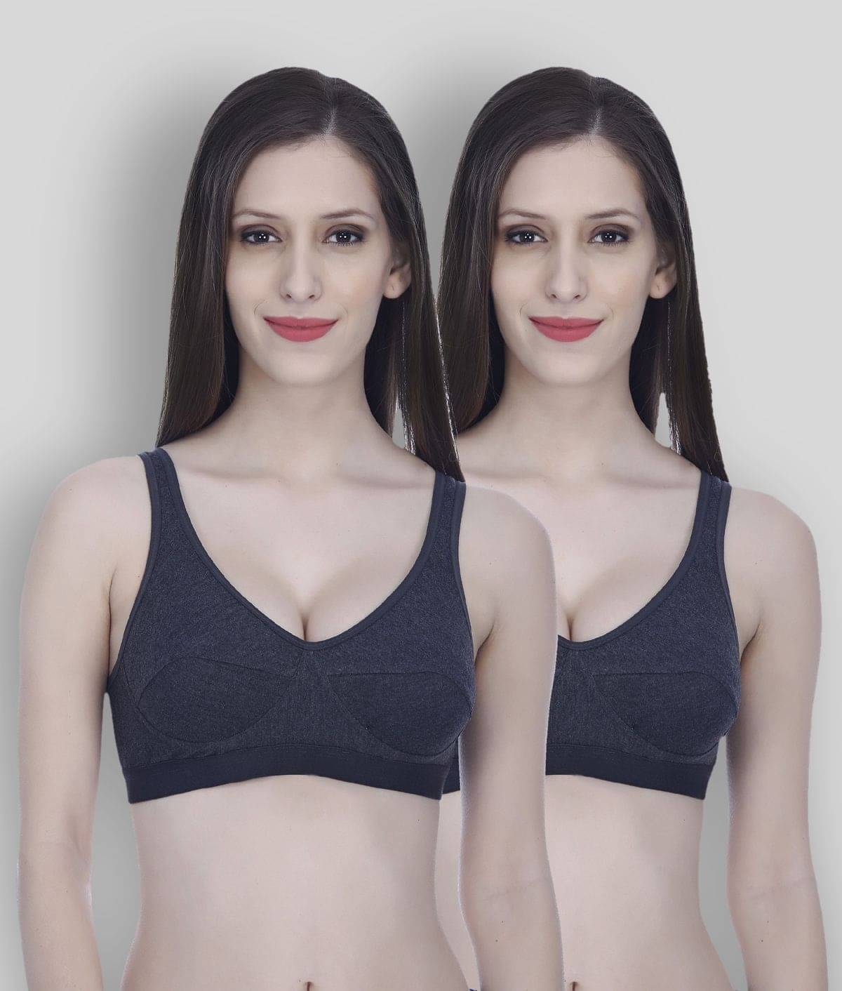 Elina Pack of 2 Cotton Non Padded Women's Sports Bra ( Black ) Elina Pack of 2 Cotton Non Padded Women's Sports Bra ( Black )