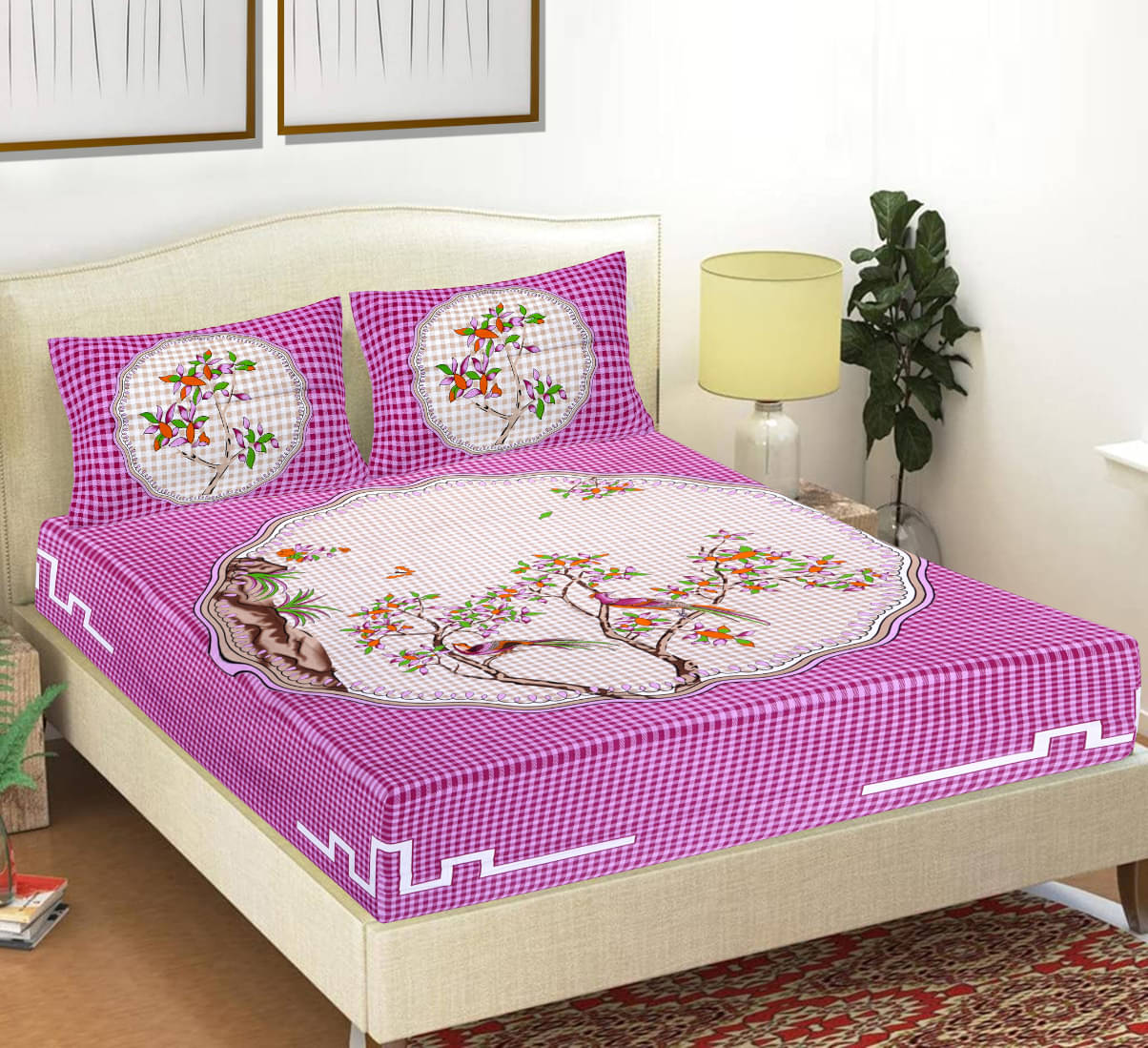 FrionKandy Living Cotton Double Bedsheet ( Purple ) FrionKandy Living Cotton Double Bedsheet ( Purple )