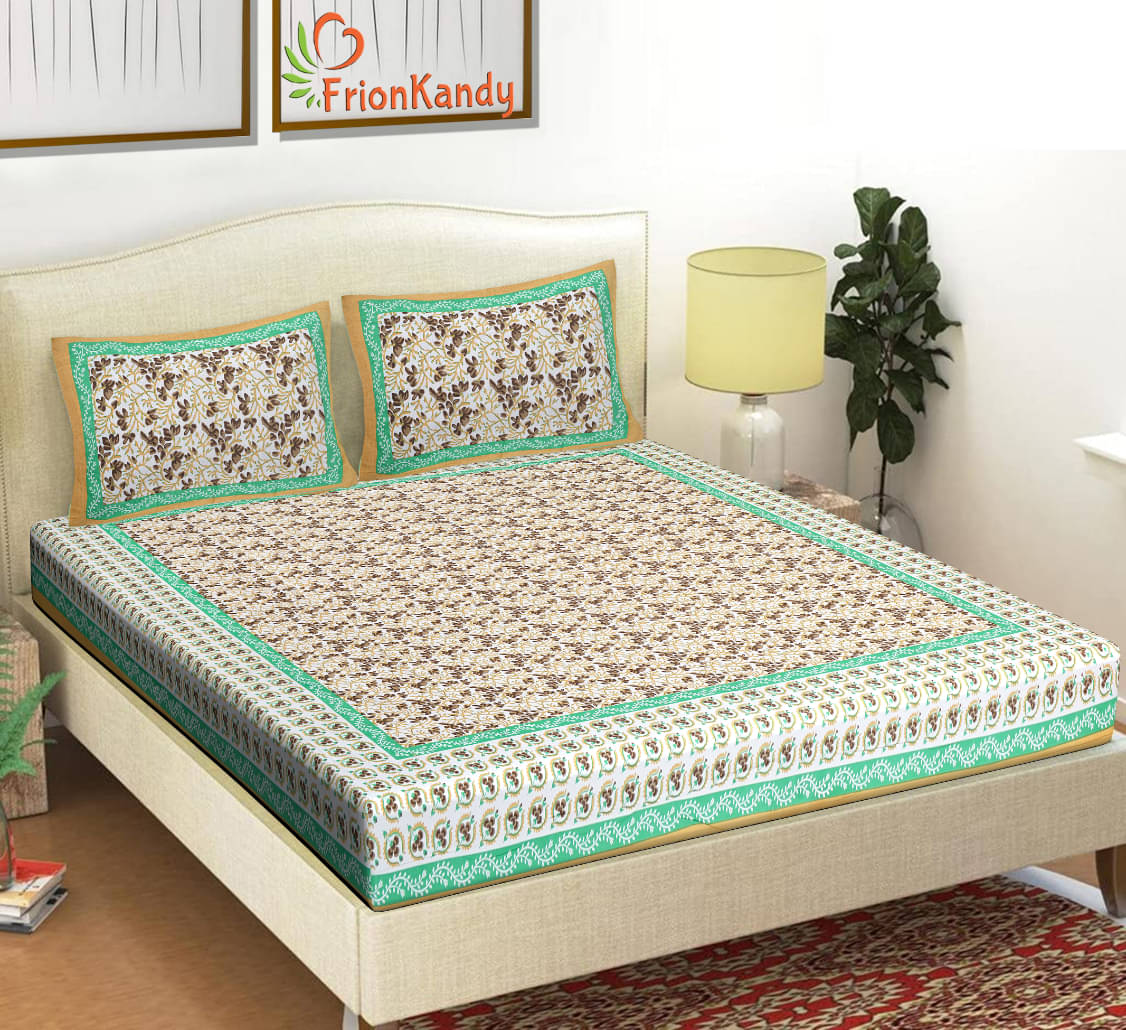    			FrionKandy Living Cotton Double Bedsheet ( Yellow )