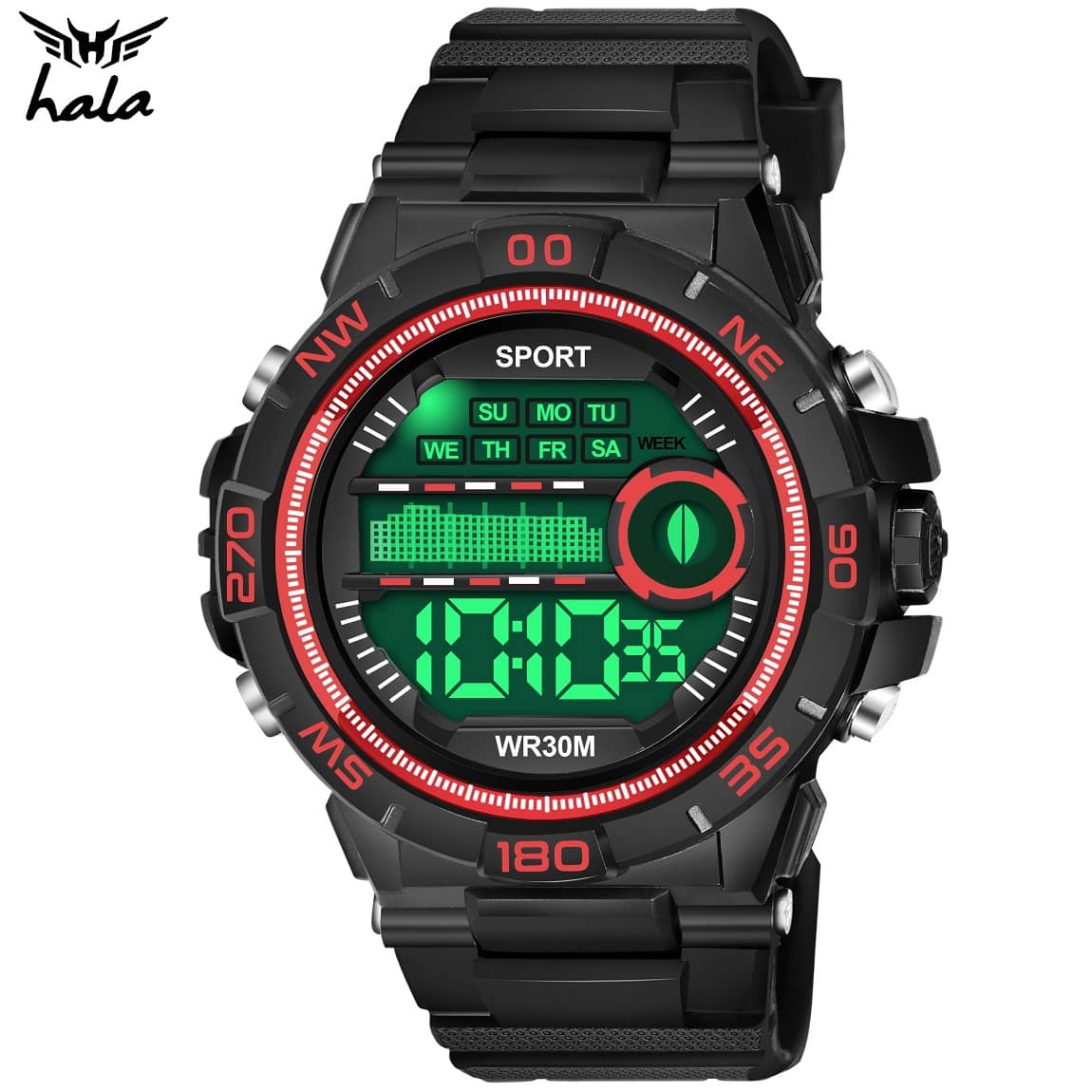 Hala - Black Silicon Digital Men's Watch