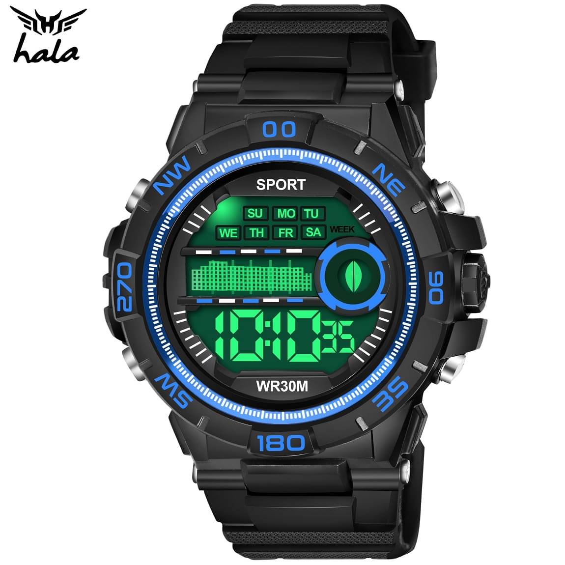     			Hala - Black Silicon Digital Men's Watch
