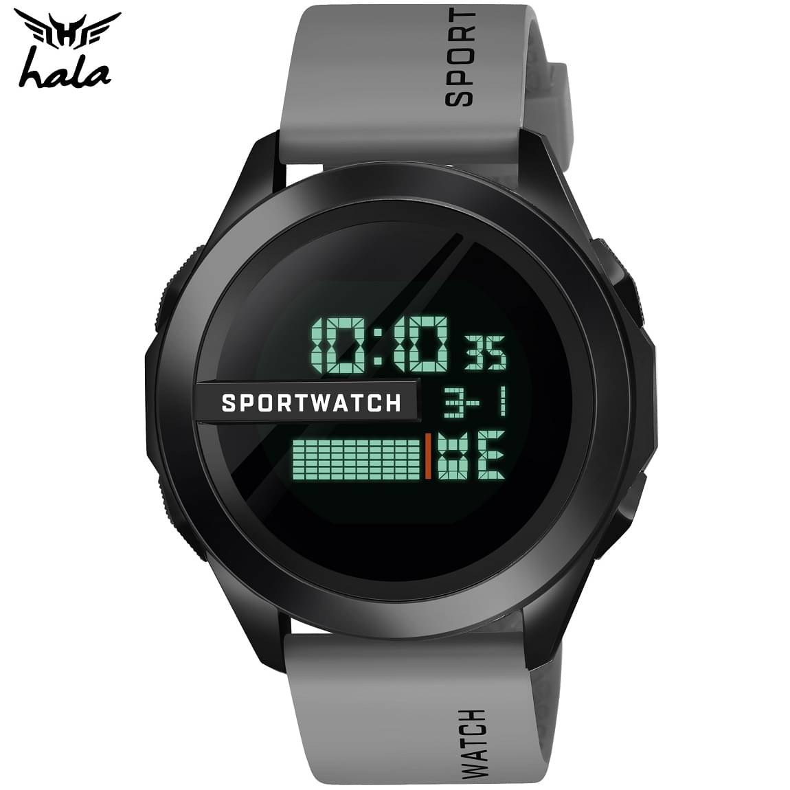     			Hala - Light Grey Silicon Digital Men's Watch